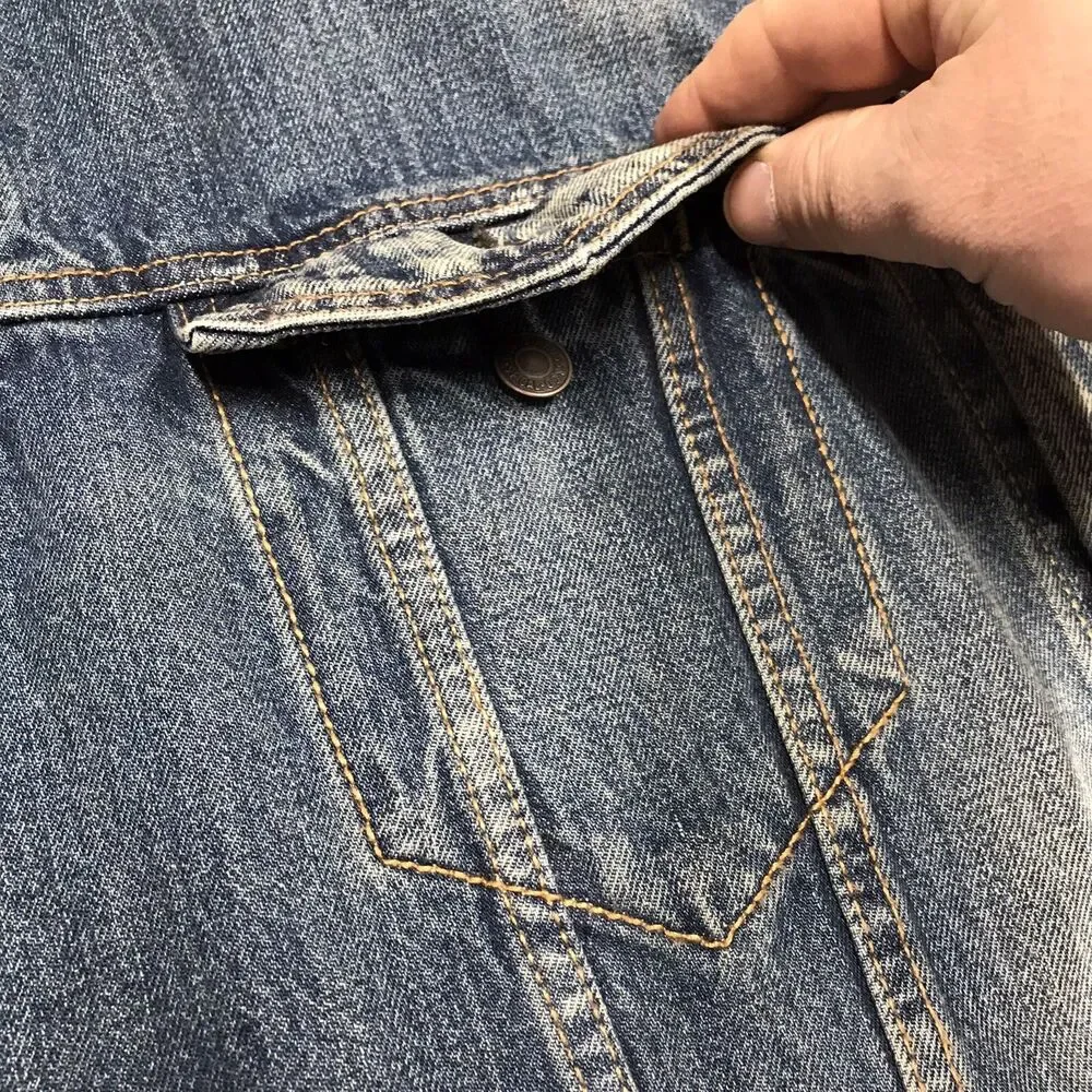 LEVIS Denim Trucker Jacket Men 2XL Faded Distressed Outdoor Red Tab 72334 - Picture 9 of 16